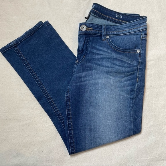a.n.a. A New Approach Cropped Denim‎ Blue Jeans Size 28/6 Mid Rise Stretch EUC! - Picture 9 of 15